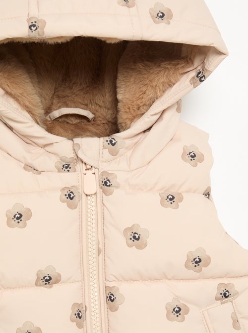 Colete acolchoado estampado com capuz - Kiabi