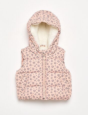 Colete acolchoado estampado com capuz