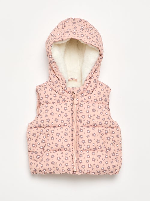 Colete acolchoado estampado com capuz - Kiabi