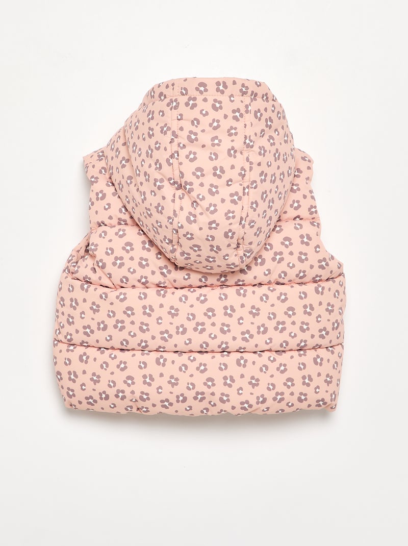 Colete acolchoado estampado com capuz Laranja - Kiabi