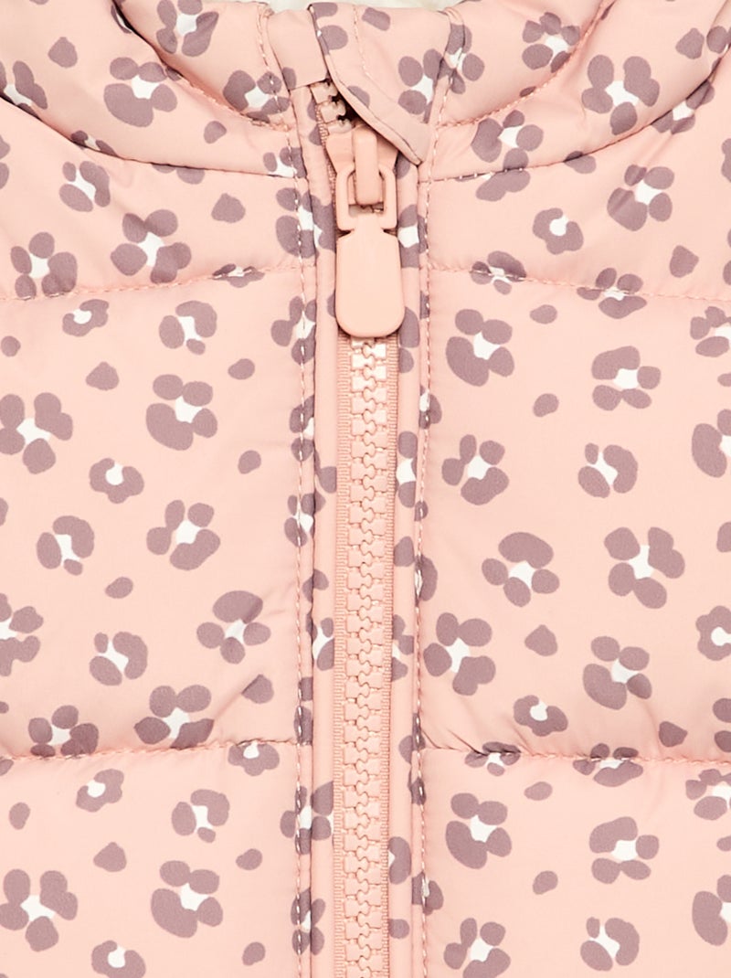 Colete acolchoado estampado com capuz Laranja - Kiabi