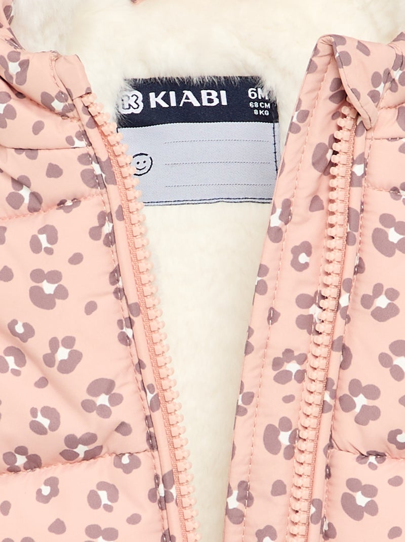 Colete acolchoado estampado com capuz Laranja - Kiabi