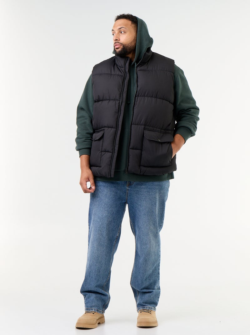 Colete acolchoado forrado a polar Preto - Kiabi