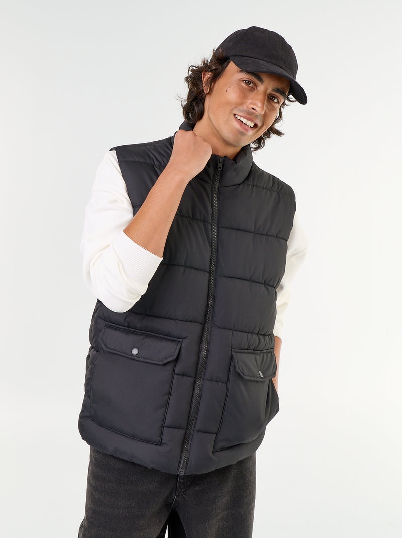Colete acolchoado leve sem mangas Preto - Kiabi