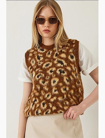 Colete camisola com estampado de leopardo escovado lucci