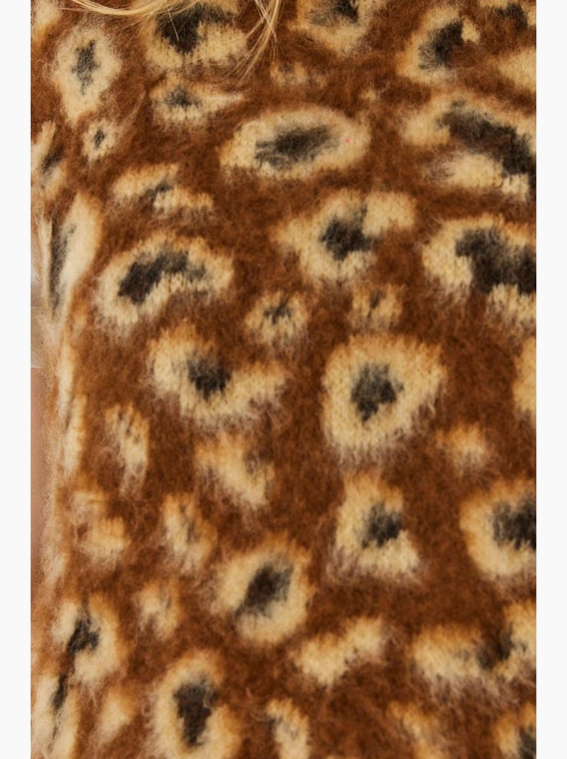 Colete camisola com estampado de leopardo escovado lucci Camelo - Kiabi