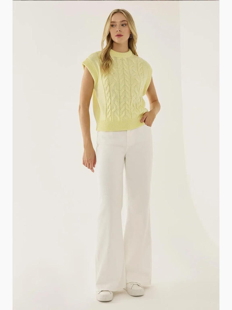 Colete camisola com padrão de trança de cabelo hiccup Amarelo-limão - Kiabi
