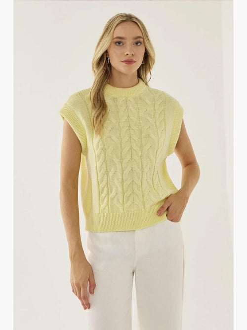 Colete camisola com padrão de trança de cabelo hiccup - Kiabi Colete camisola com padrão de trança de cabelo hiccup - Kiabi