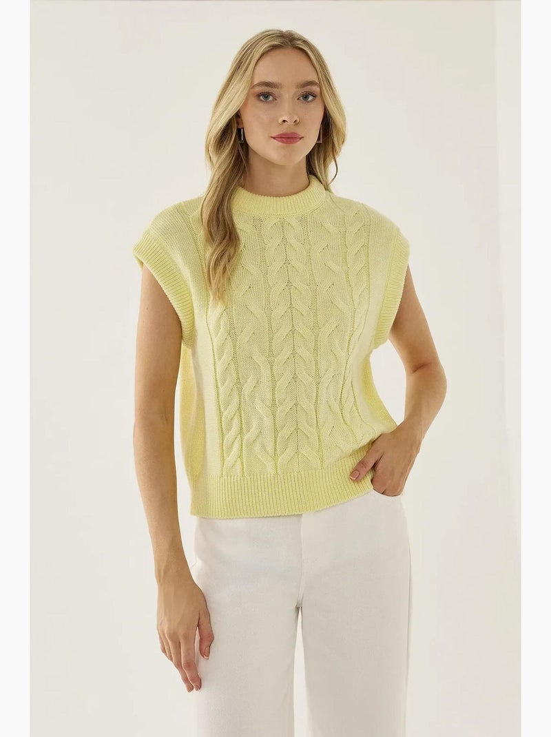Colete camisola com padrão de trança de cabelo hiccup Amarelo-limão - Kiabi
