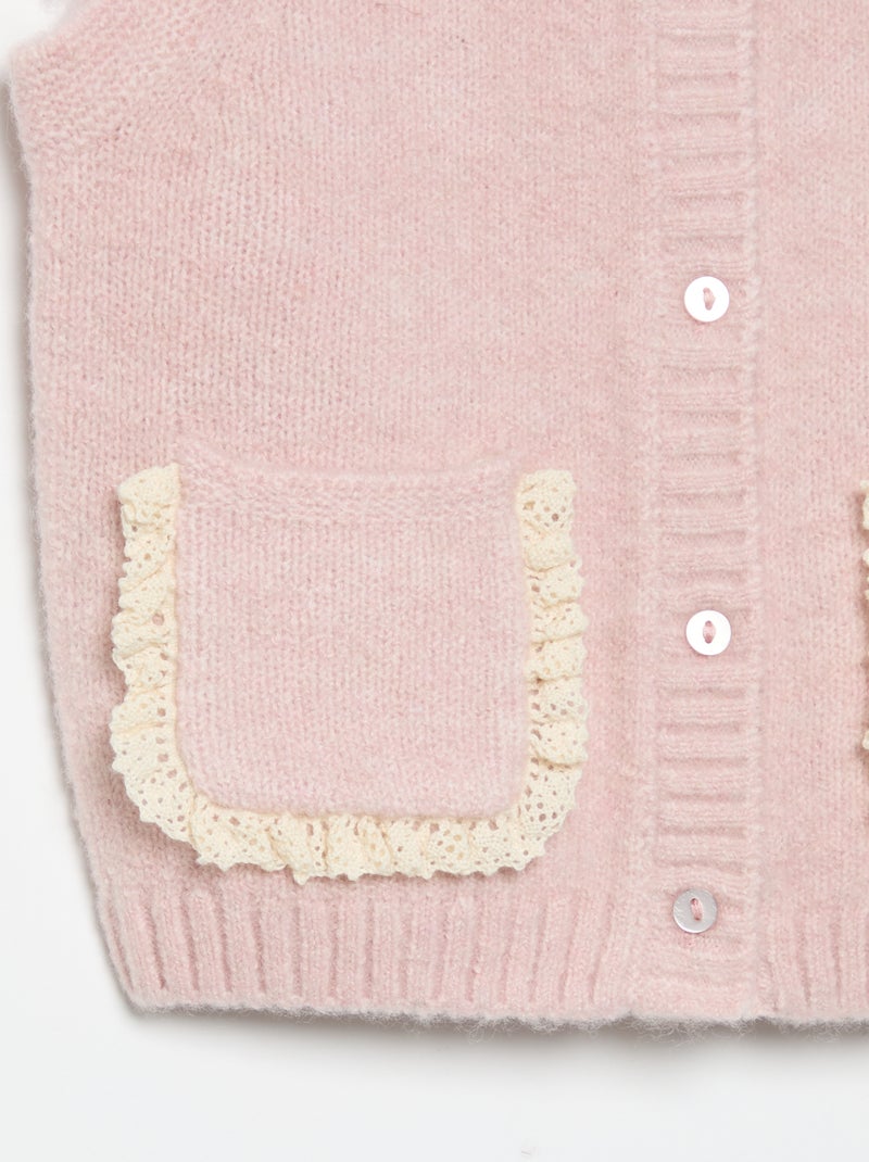 Colete com bolsos bordados Rosa - Kiabi