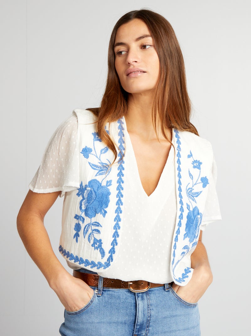 Colete com bordados BRANCO - Kiabi