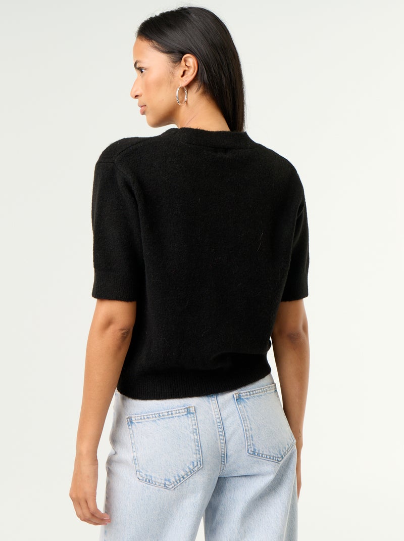 Colete com decote em V Preto - Kiabi