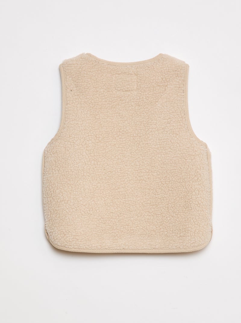Colete com efeito de pele de carneiro sem mangas Bege - Kiabi