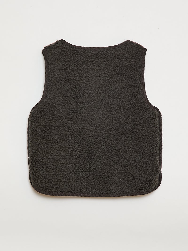 Colete com efeito de pele de carneiro sem mangas Preto - Kiabi
