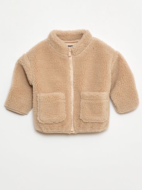 Colete com fecho de correr efeito borreguito - Kiabi