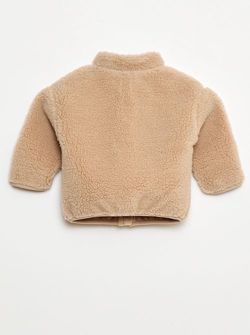 Colete com fecho de correr efeito borreguito - Kiabi