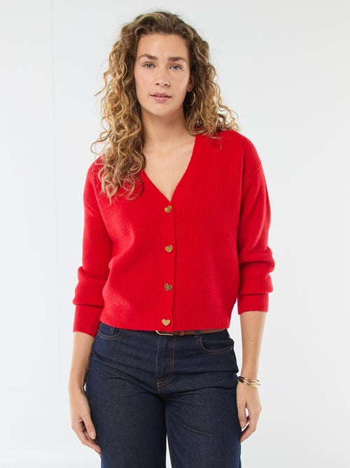 Colete com gola em V e botões de coração - Dia dos Namorados - Kiabi