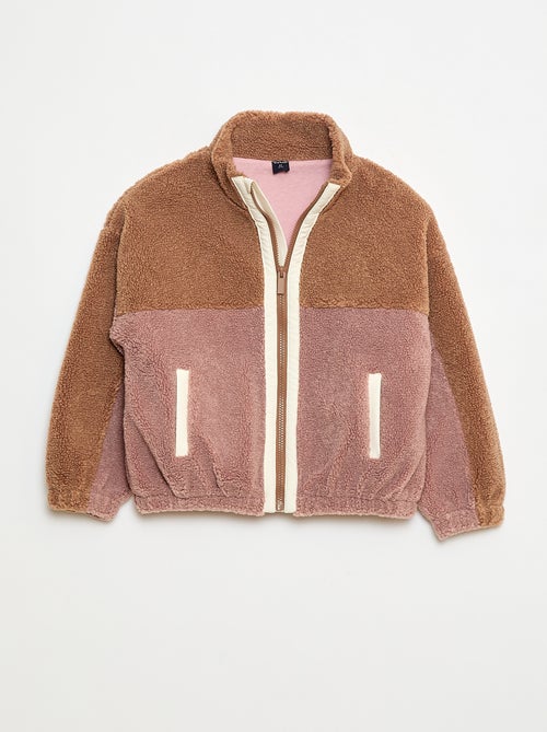 Colete com zíper efeito pele de carneiro - Kiabi