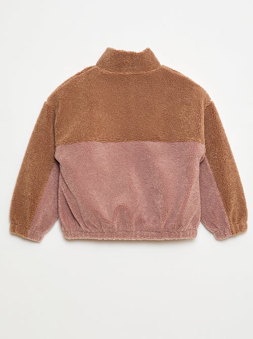 Colete com zíper efeito pele de carneiro - Kiabi