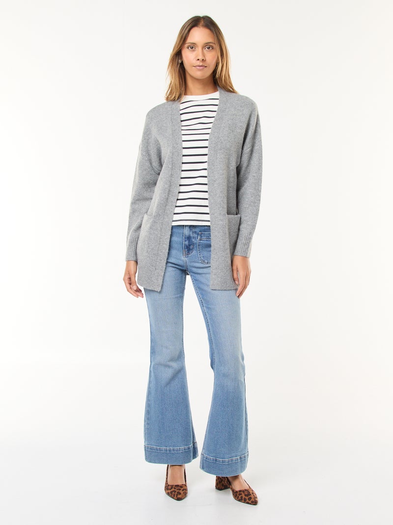 Colete comprido aberto Cinza - Kiabi