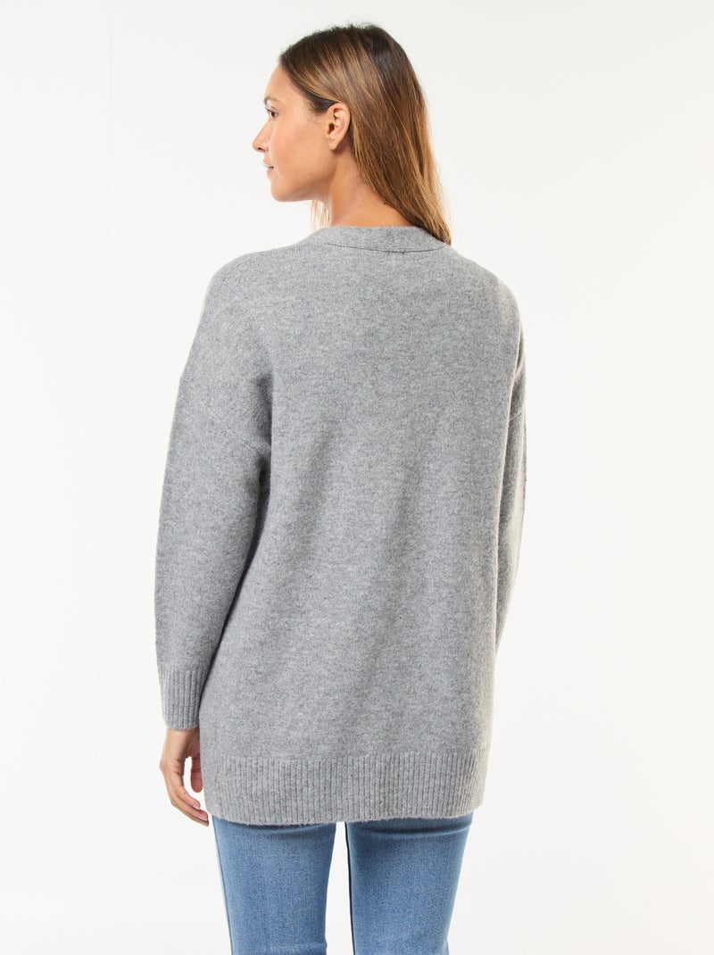 Colete comprido aberto Cinza - Kiabi