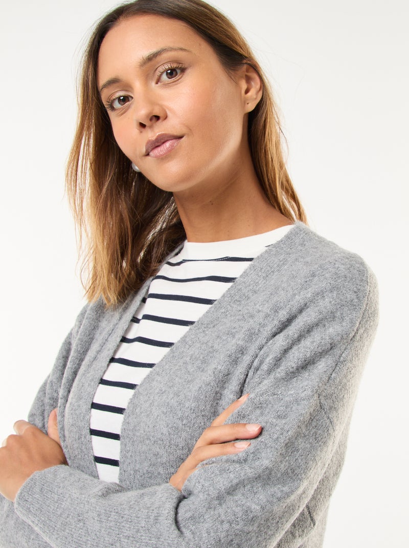 Colete comprido aberto Cinza - Kiabi