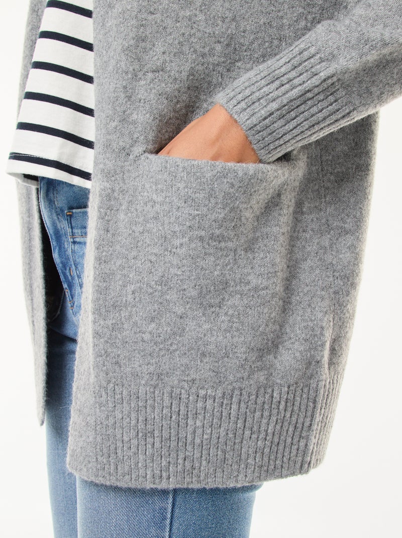 Colete comprido aberto Cinza - Kiabi