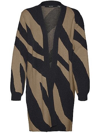 Colete comprido feminino vero moda nancy preto/camel