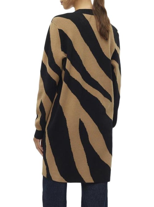 Colete Comprido Feminino Vero Moda Nancy Preto/Camel - Kiabi
