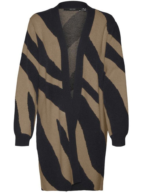 Colete Comprido Feminino Vero Moda Nancy Preto/Camel - Kiabi