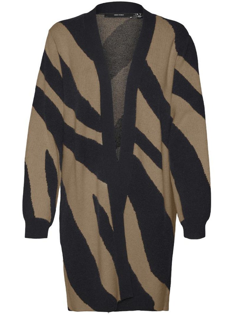Colete Comprido Feminino Vero Moda Nancy Preto/Camel Bege/Preto - Kiabi