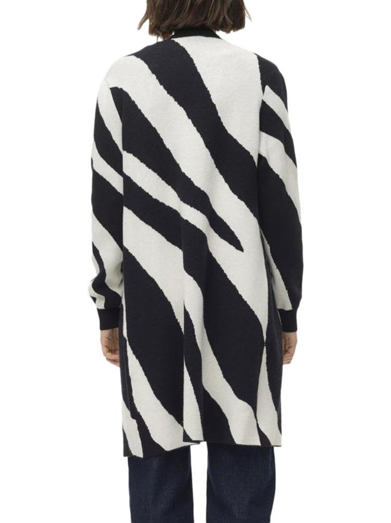 Colete Comprido Vero Moda Nancy Open para Mulher com Padrão Preto e Branco Preto Branco - Kiabi