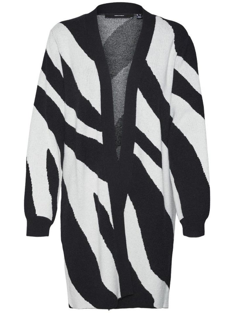 Colete Comprido Vero Moda Nancy Open para Mulher com Padrão Preto e Branco Preto Branco - Kiabi