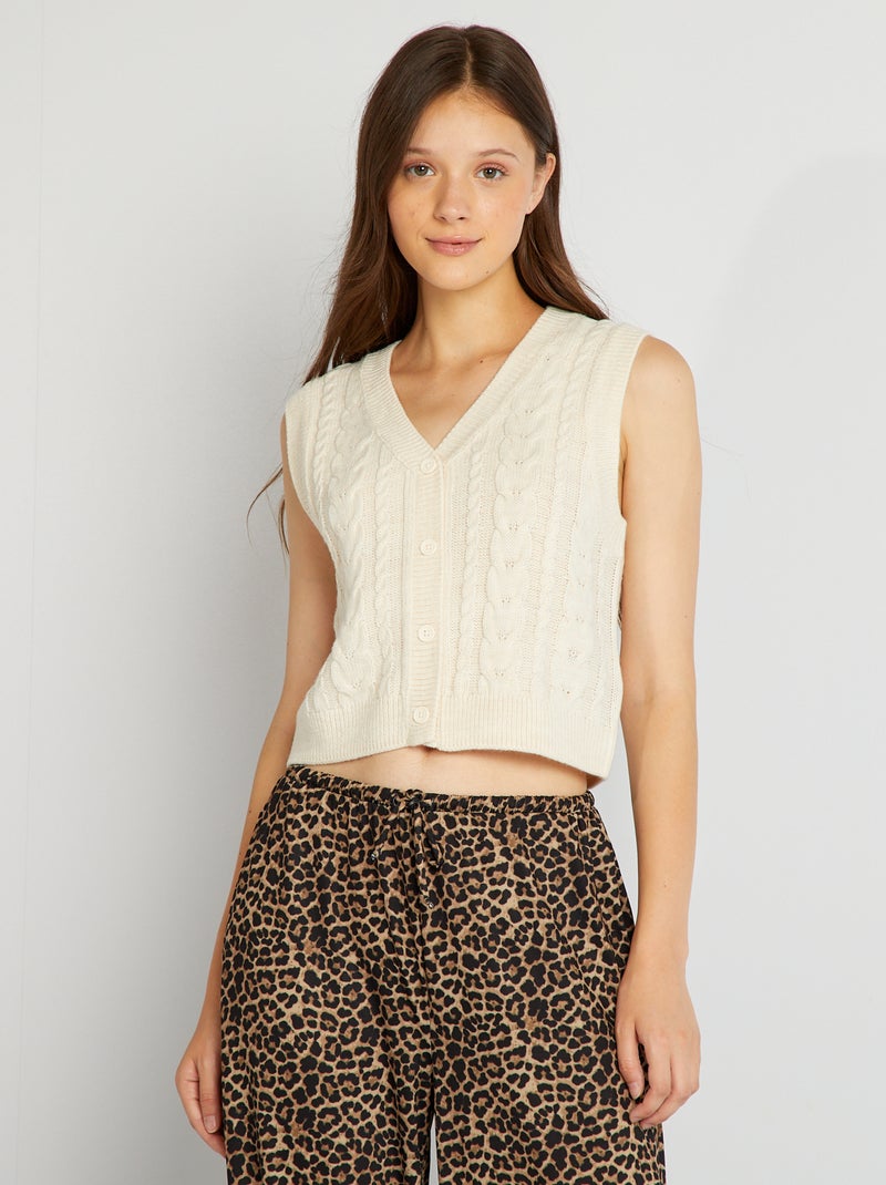 Colete crop sem mangas BEGE - Kiabi