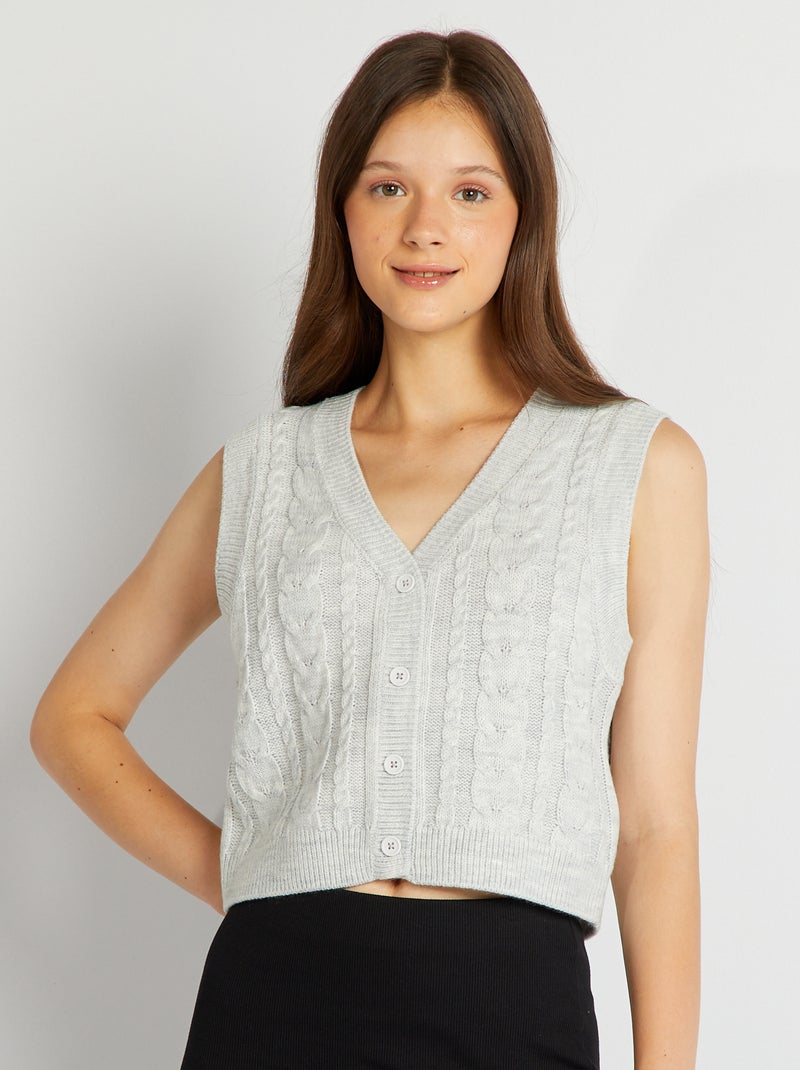 Colete crop sem mangas CINZA - Kiabi