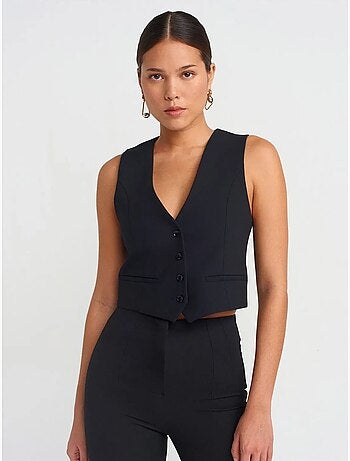 Colete cropped de crepe de mulher dilvin