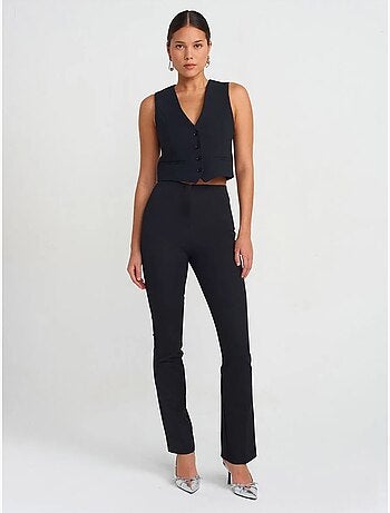 Colete cropped de crepe de mulher dilvin