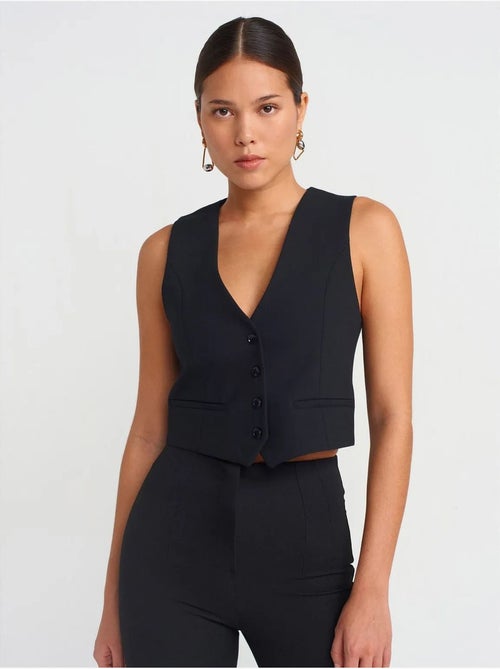 Colete cropped de crepe de mulher dilvin - Kiabi Colete cropped de crepe de mulher dilvin - Kiabi