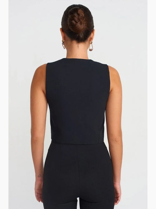 Colete cropped de crepe de mulher dilvin - Kiabi Colete cropped de crepe de mulher dilvin - Kiabi