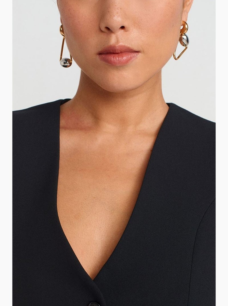 Colete cropped de crepe de mulher dilvin Preto - Kiabi