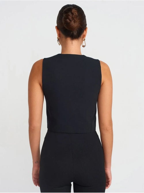 Colete cropped de crepe de mulher - Kiabi Colete cropped de crepe de mulher - Kiabi