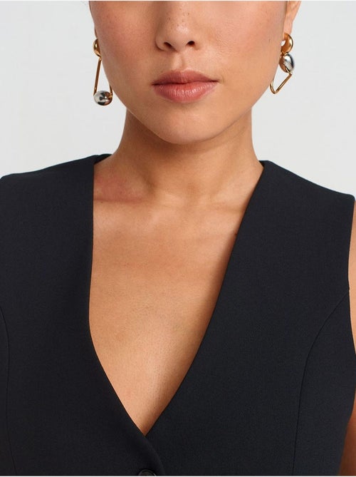 Colete cropped de crepe de mulher - Kiabi Colete cropped de crepe de mulher - Kiabi