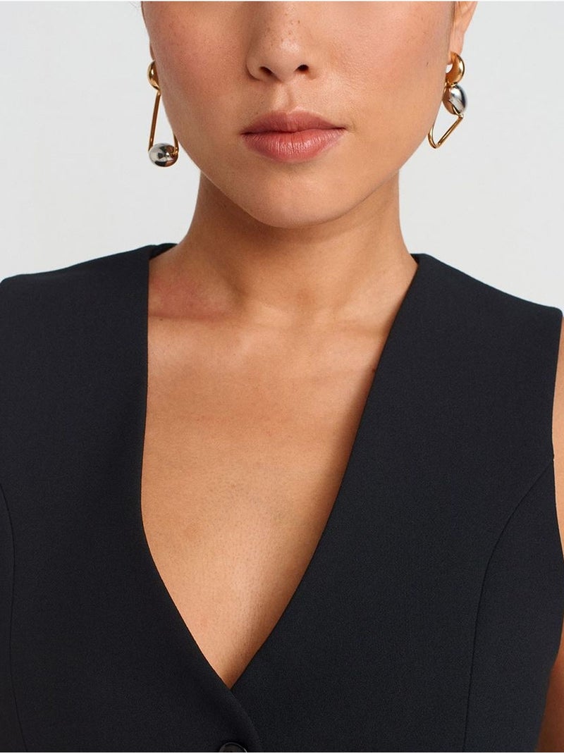 Colete cropped de crepe de mulher Preto - Kiabi