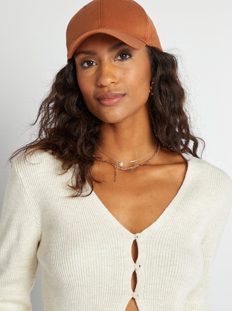 Colete cropped em malha nervurada BEGE - Kiabi