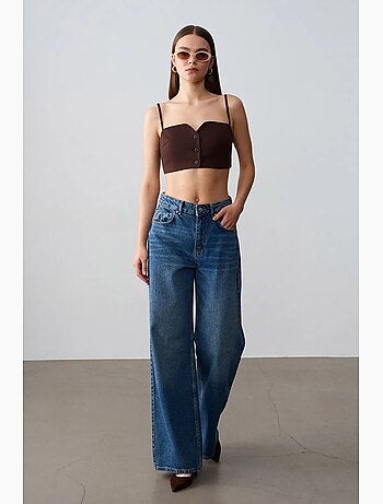 Colete cropped justo em tencel para mulher dilvin