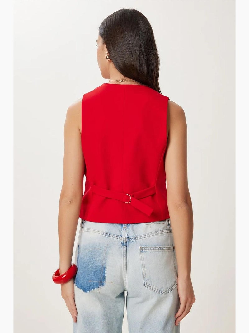 Colete curto com botões istanbul Vermelho - Kiabi