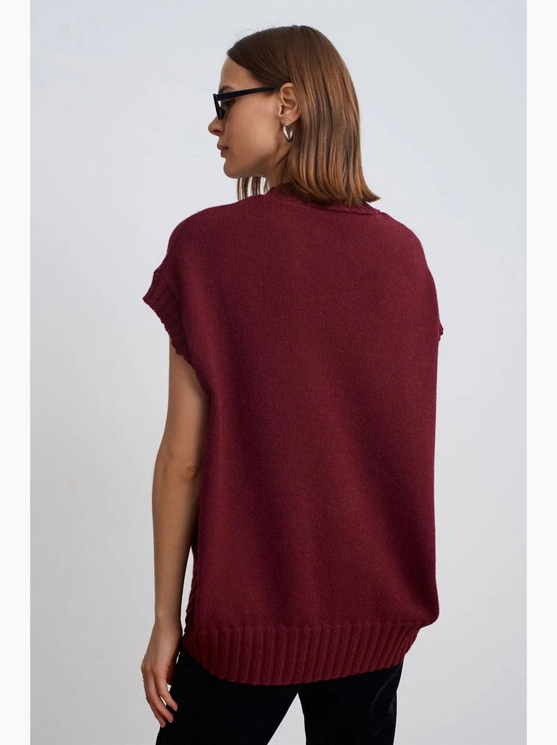Colete de camisola de malha canelada oversized dilvin Vermelho bordô - Kiabi