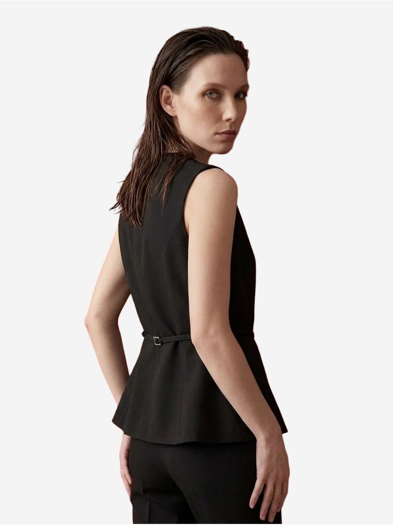 Colete de crepe com cinto my fashion Preto - Kiabi