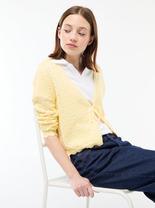 Colete de crochê com amarração festonado - Kiabi