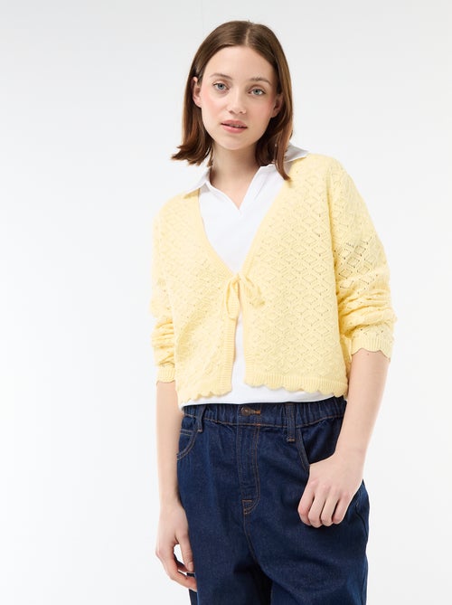 Colete de crochê com amarração festonado - Kiabi